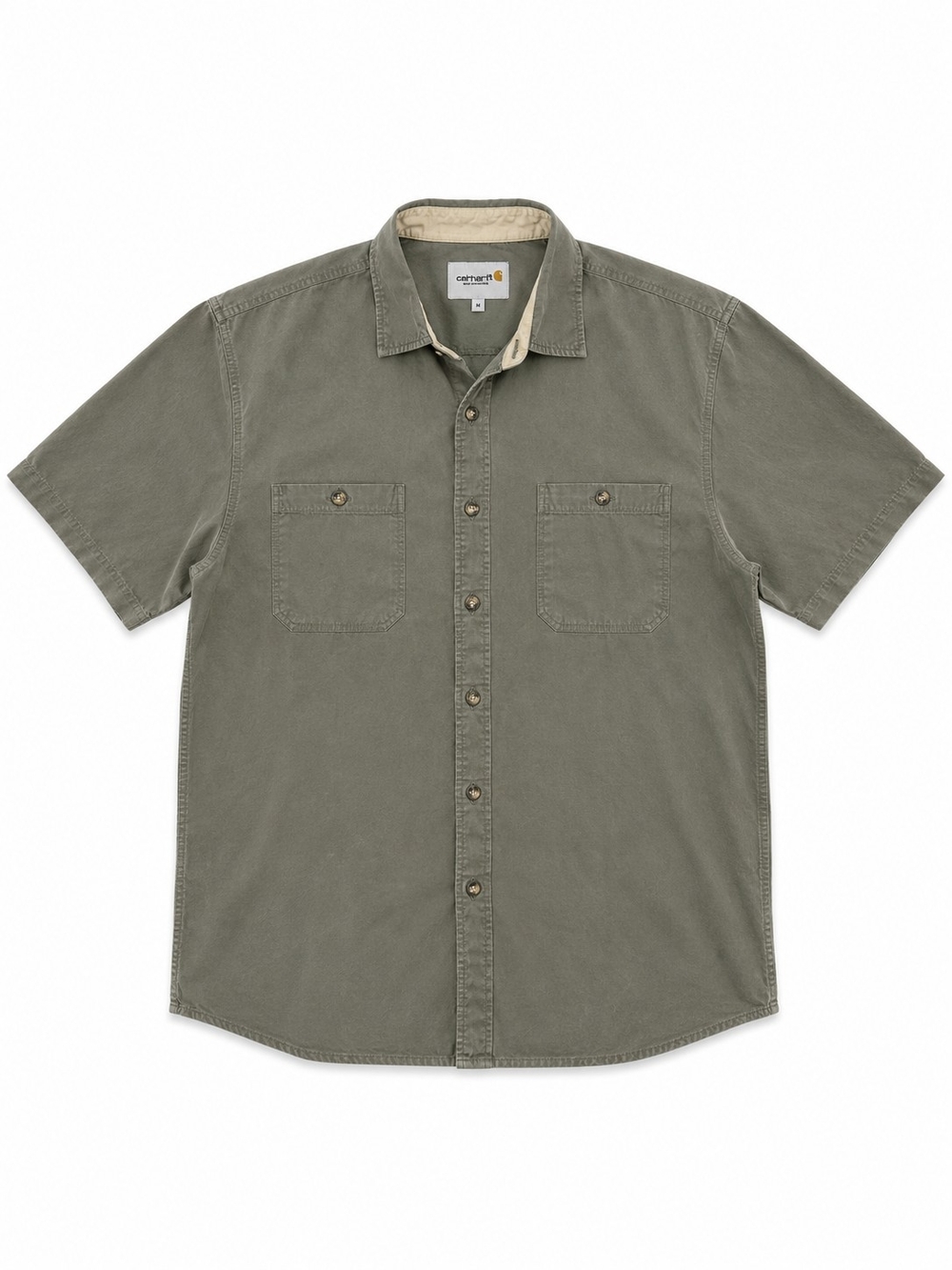 Carhartt Short-Sleeve Button-Down Shirt in Olive Green Size 2XL